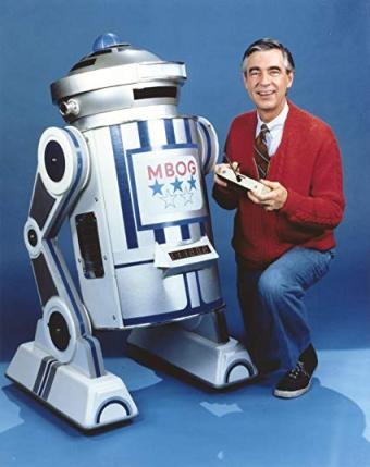 Mr. Rogers with a robot