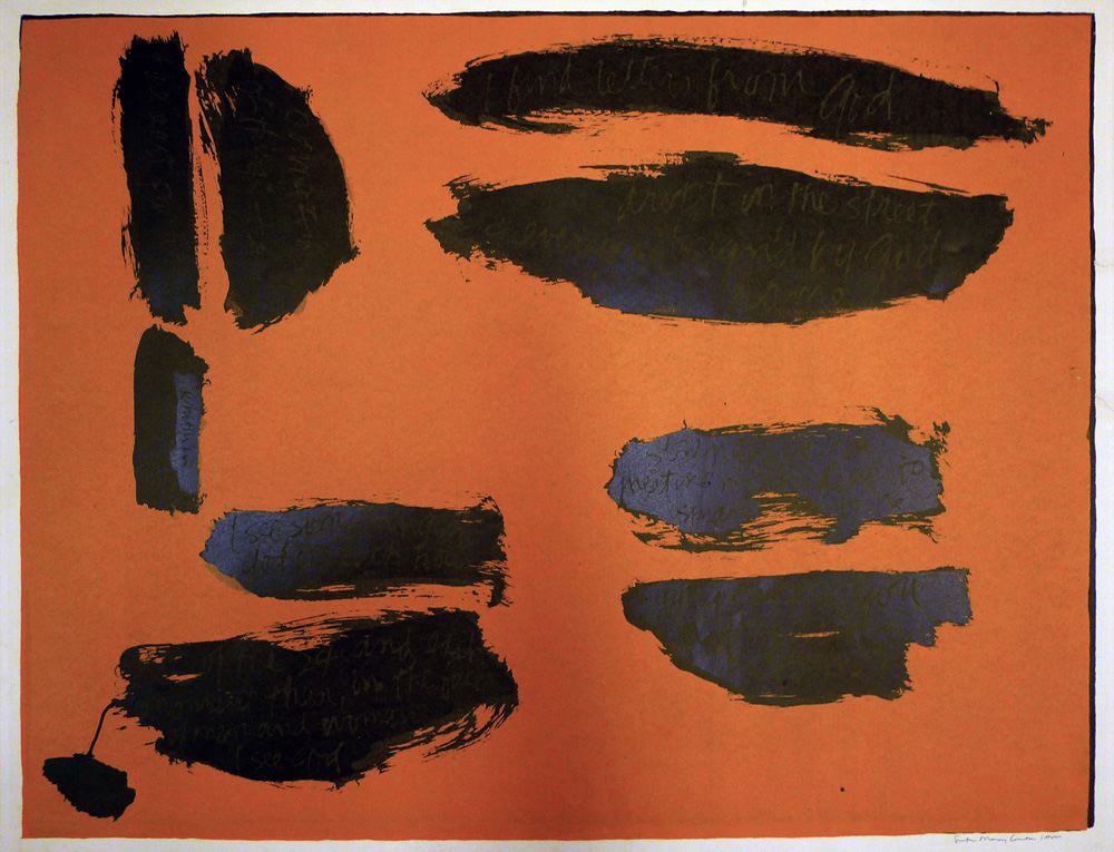 Orange background with black brushstrokes