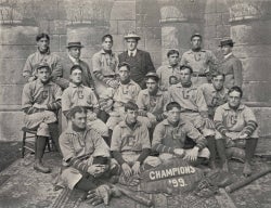 Black and white photograph of baseball team 1899