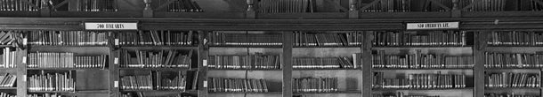 Shelves of books in the old Woodstock Reading Room.
