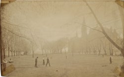 Black and white photograph of baseball game 1886