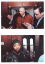 Photos from FMC Policy Conference 2001, showing Orrin Hatch speaking to reporters in Healy Hall on th top, and Chuck D in the Healy Hall stairwell on the bottom